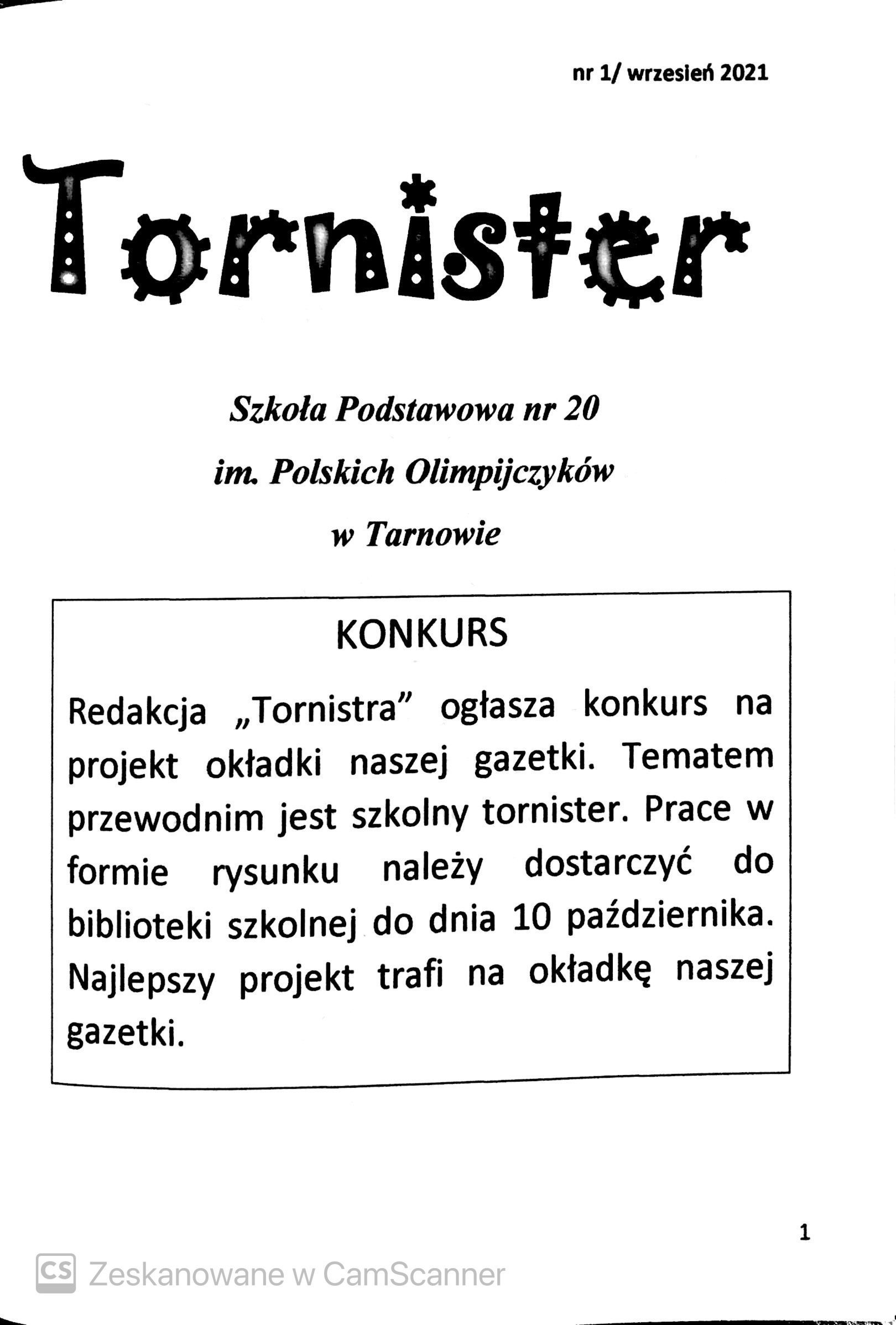 Pierwszy numer „TORNISTRA” !